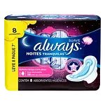 Absorvente com Abas Suave Always Noites Tranquilas Noturno Longo Pacote Leve 8 Pague 7 Unidades
