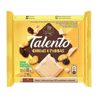CHOC TAB TALENTO 85G BCO CEREAIS