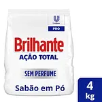 Detergente em Pó Hipoalergênico Brilhante Profissional Ação Total Sem Perfume 4kg