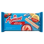 Biscoito Wafer Recheio Morango Aymoré Pacote 105g